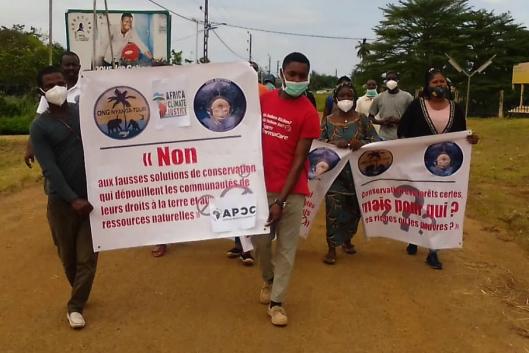 Communities in Nyanga province, Gabon, call for the suspension of the Grande Mayumba NBS project. November 2021.